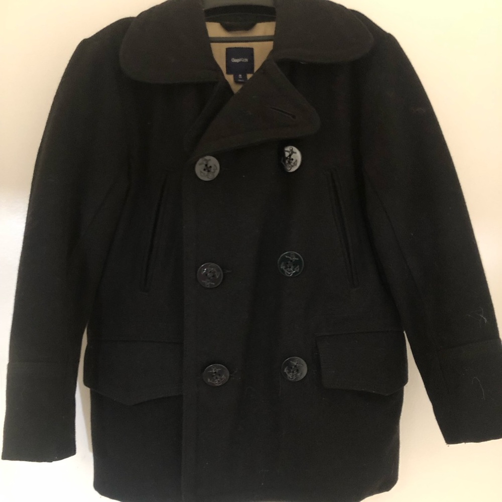 Gap double breasted boys pea coat in Black. Size 8.